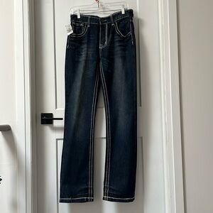 Blue and White Straight Jeans for Effortless Style